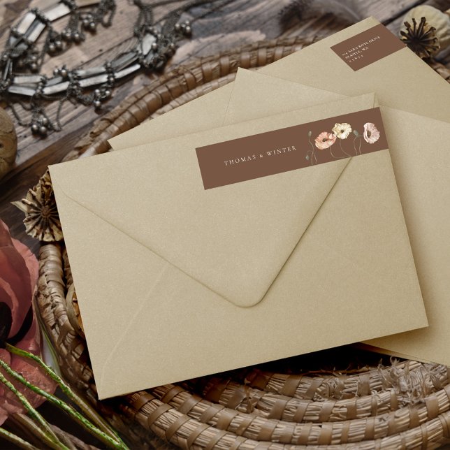 Boho Icelandic Watercolor Island Poppy Blume (Boho Icelandic Watercolor Iceland Poppy Flowers Wrap Around Label)