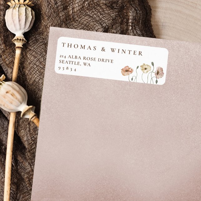 Boho Icelandic Watercolor Island Poppy Blume (Boho Icelandic Watercolor Iceland Poppy Flowers Label)