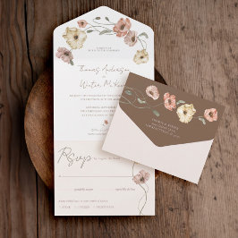 Boho Icelandic Watercolor Island Poppy Blume All In One Einladung