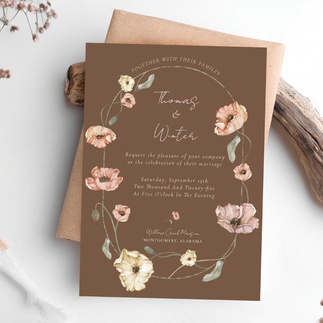 Boho Icelandic Watercolor Island Poppy Blume Einladung (Boho Icelandic Watercolor Iceland Poppy Flowers Invitation)