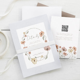 Boho Icelandic Watercolor Island Poppy Blume RSVP Karte