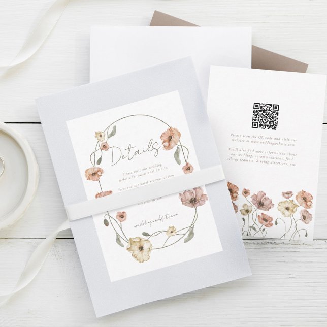 Boho Icelandic Watercolor Island Poppy Blume RSVP Karte (Boho Icelandic Watercolor Iceland Poppy Flowers RSVP Card)