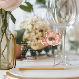 Boho Icelandic Watercolor Island Poppy Blume Tischnummer