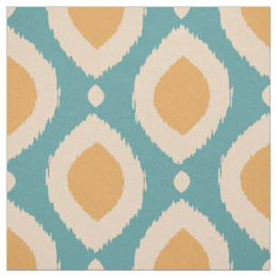 Boho Ikat Print Aqua Yellow Tribal Muster Girl Stoff