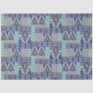 BOHO IKAT Vintag Rug Tribal Navy Blue Decoupage Seidenpapier