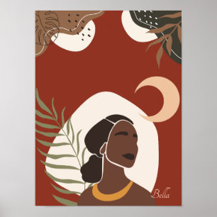Boho Illustration, Earthy Tones Poster