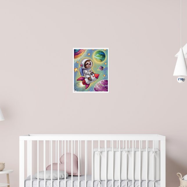 Boho Illustration Im Weltraum faul Poster (Kinderzimmer 2)