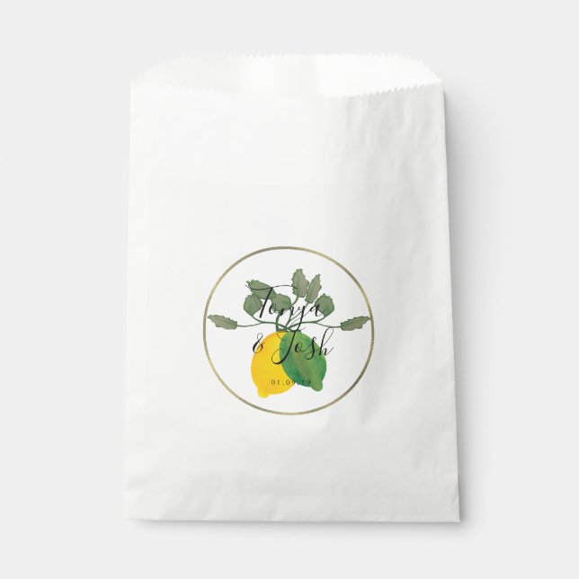 Boho Imitats Gold Rim Citrus Limon Lemon Geschenktütchen (Vorderseite)