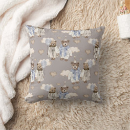 Boho in Neutrals: Baby Bears in Blues Kinderzimmer Kissen