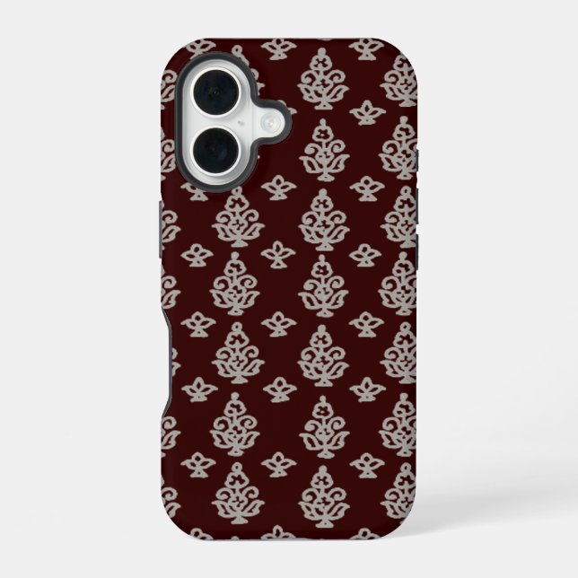 Boho India Block Print iPhone 16 Hülle (Rückseite)