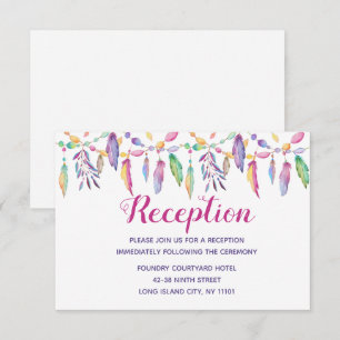 Boho Indianischer Lila Feder Hochzeit Amerikanisch Einladung