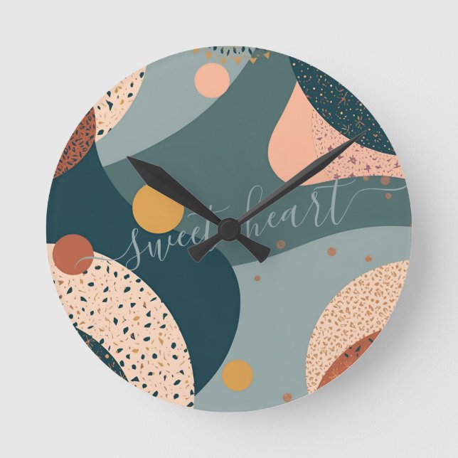 Boho Individuelle Name Runde Wanduhr (Vorderseite)