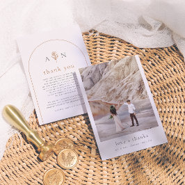 Boho Initials Terracotta Arch & Foto Wedding Dankeskarte