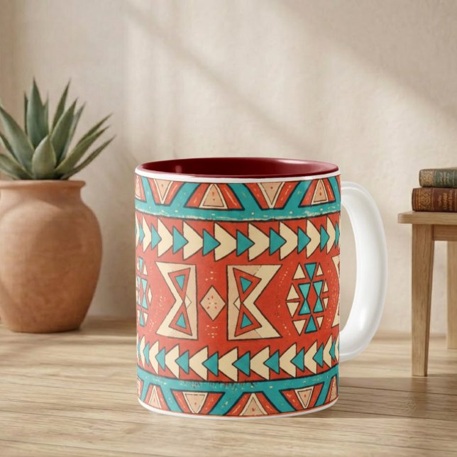 Boho-Insel-Stammes- Zweifarbige Tasse (Von Creator hochgeladen)