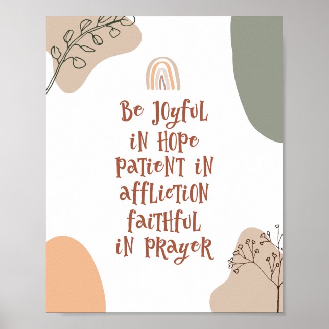 Boho Inspirational Christian Bible Verse Rainbow Poster (Vorne)