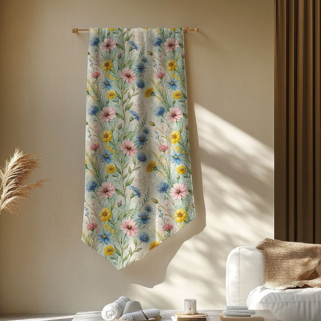 Boho Inspiriert Wild Blume Blanket in Soft Hues Fleecedecke (Boho-Inspired Wild Flowers Blanket in Soft Hues)