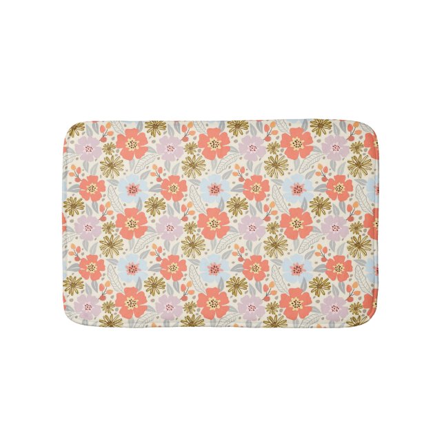 Boho Inspirierte Blumenmuster Bath Mat Badematte (Vorderseite)