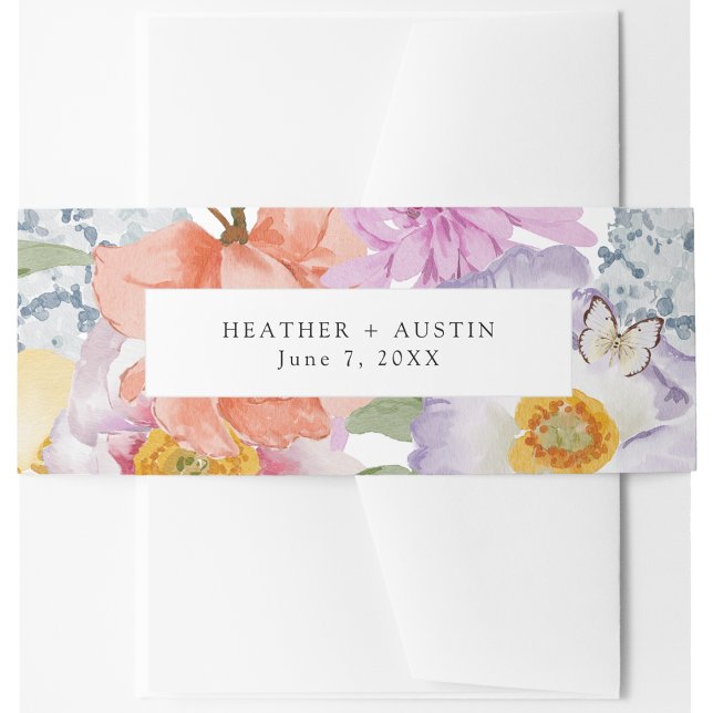 Boho Invitation Bly Band (Bold Watercolor Boho Invitation Belly Band by Painted Paperie
)