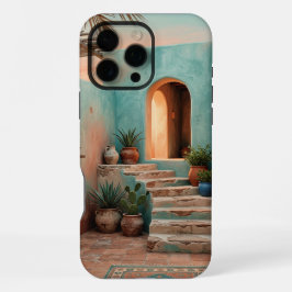 Boho iPhone 16 Pro Max Hülle | Moroccan Teal Trepp