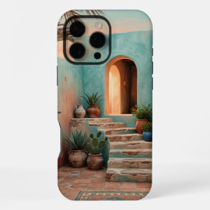 Boho iPhone 16 Pro Max Hülle Moroccan Teal Trepp