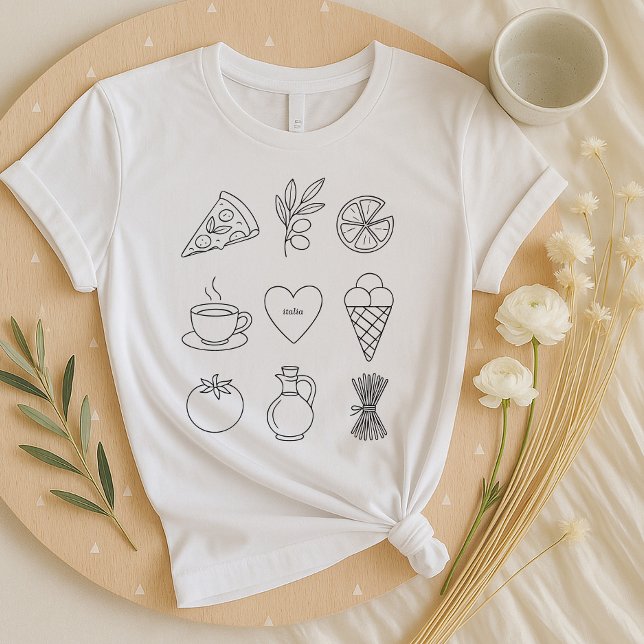 Boho Italian Food Shirt | Handgezeichnetes Mittelm (Von Creator hochgeladen)