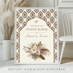 Boho Ivory Anand Karaj Sikh Hochzeits Willkommenss Poster