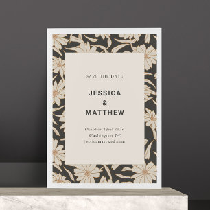 Boho Ivory und Black Floral Moderne einzigartige H Save The Date