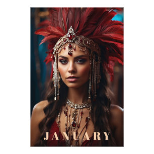 *~* Boho JANUARY Headdress GARNET AP53 Foto Print