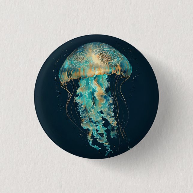 Boho Jellyfish | Tiefsee Button (Vorderseite)