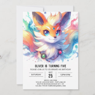 Boho Joyful Fox Birthday Einladung