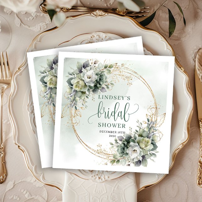 Boho-Jungfernparty Greenery Goldene Jungfernparty  Serviette (Boho Bridal Shower Greenery Gold Bridal Shower Napkins)
