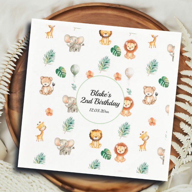 Boho Jungle Animals Geburtstag Serviette (Von Creator hochgeladen)