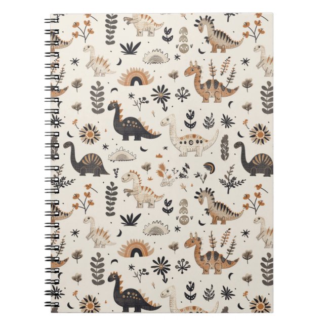 Boho Jungle Dinosaur Pattern Notizblock (Vorderseite)