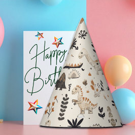 Boho Jungle Dinosaur Pattern Partyhütchen