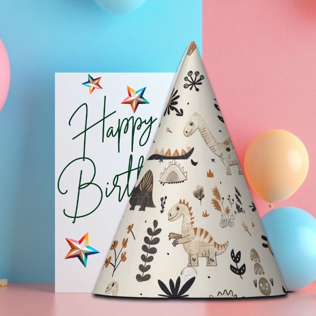 Boho Jungle Dinosaur Pattern Partyhütchen (Von Creator hochgeladen)
