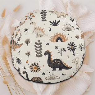 Boho Jungle Dinosaur Pattern Rundes Kissen