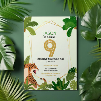 Boho Jungle Safari Animal Tiger Geometric Geburtst Einladung