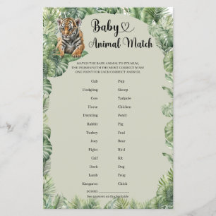 Boho Jungle Safari Animals Baby Animal Match Spiel