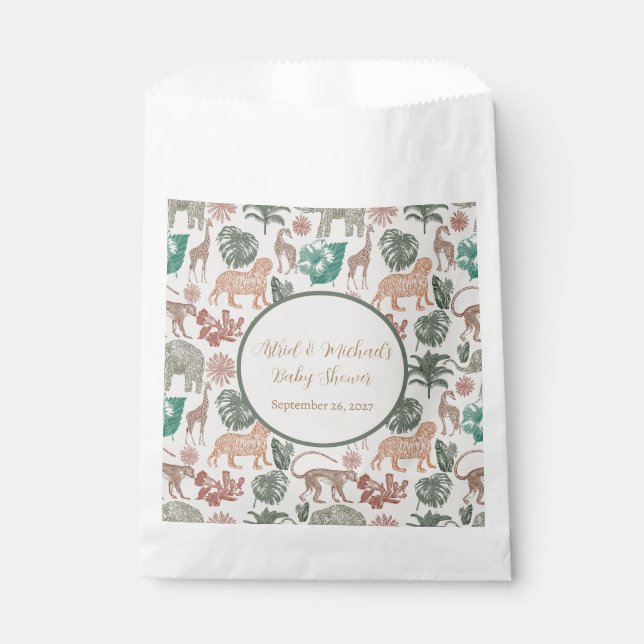 Boho Jungle Safari Baby Dusche Geschenktütchen (Vorderseite)
