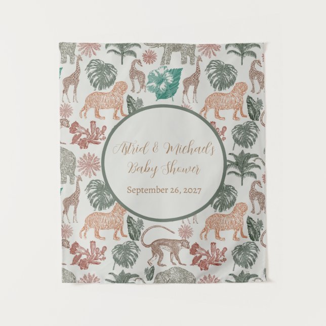 Boho Jungle Safari Baby Dusche Wandteppich (Vorderseite)