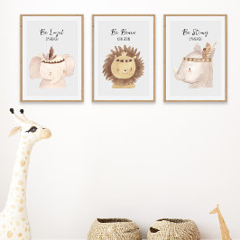 Boho Jungle Safari Tiere Personalisiertes Kinderzi Bilderwand Sets