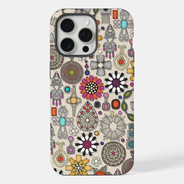 Boho-Juwel-Schätze Leinen iPhone Hülle (Rückseite)