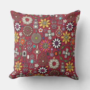 Boho-Juwel-Schätze rot Kissen