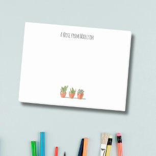 Boho-Kaktus-Aquarell-Topfpflanze-Monogramm Post-it Klebezettel