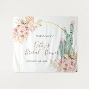 Boho-Kaktus-Blumen-Brautparty-Schild-Tapete Wandteppich
