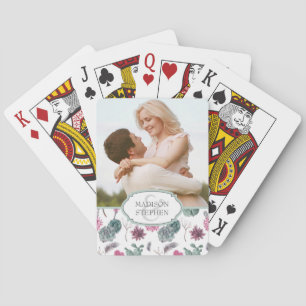 Boho Kaktus, Sukkulente und Florales - Hochzeitsfo Spielkarten