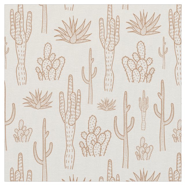 Boho-Kaktus Western Southern Desert Warm Neutral Stoff (Nahaufnahme)