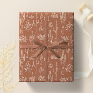 Boho-Kaktus Western Southern Warm Neutrales Ton Geschenkpapier