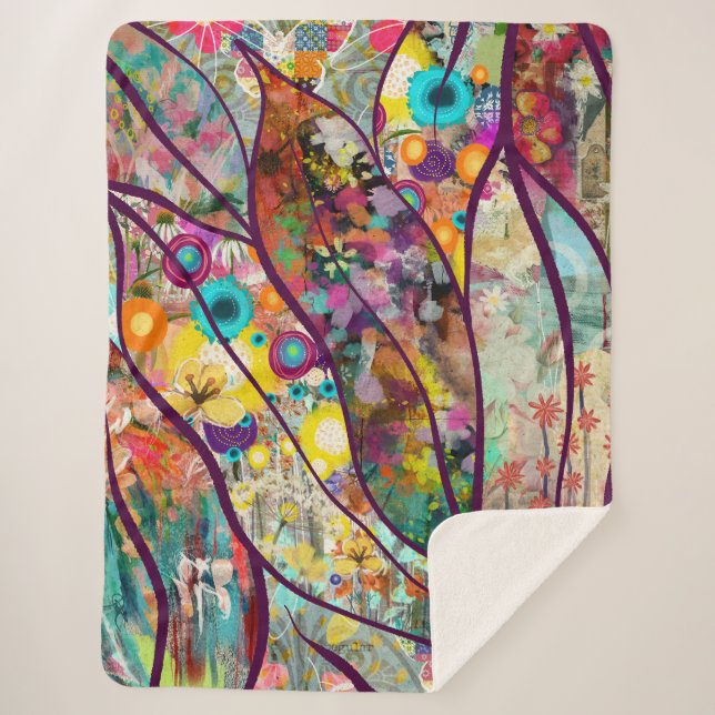 Boho Kaleidoskop - Natur Inspiriert Blumenstrauß - Sherpadecke (Vorderseite)