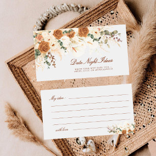 Boho-Kalla-Lilien Date Night Ideen Mini-Ticket Mitteilungskarte